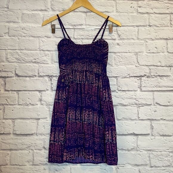 ROXY Shore Thing Purple Dotted Mini Dress Size Extra Small - Picture 6 of 8